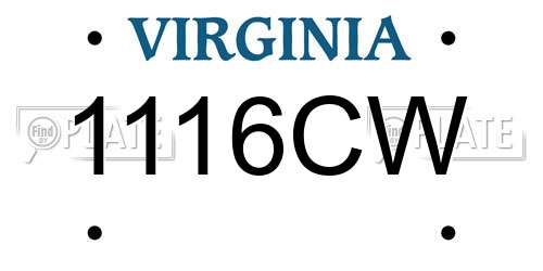 1116CW Virginia License Plate