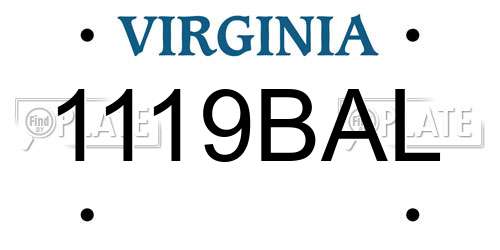 1119BAL Virginia License Plate