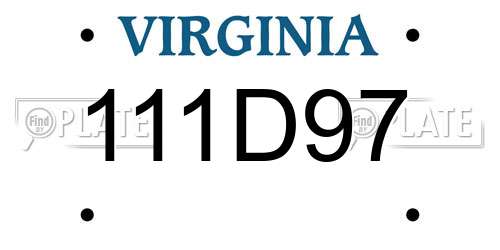 111D97 Virginia License Plate