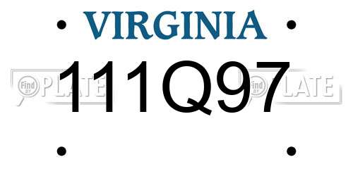 111Q97 Virginia License Plate