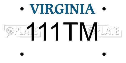111TM Virginia License Plate