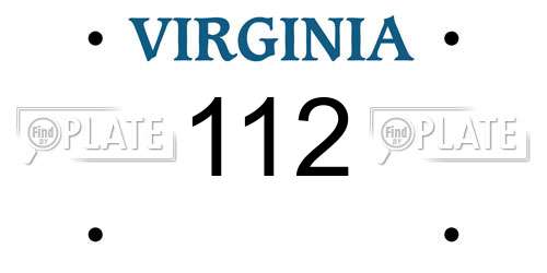 112 Virginia License Plate
