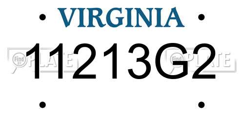 11213G2 Virginia License Plate