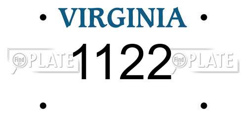 1122 Virginia License Plate