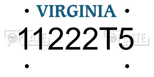 11222T5 Virginia License Plate