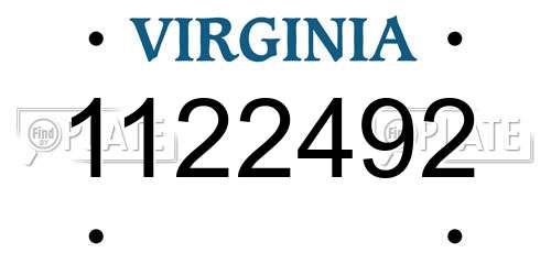 1122492 Virginia License Plate