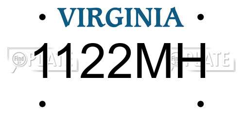1122MH Virginia License Plate