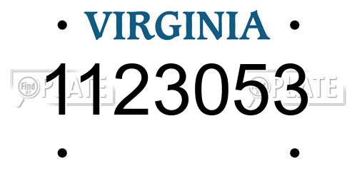 1123053 Virginia License Plate
