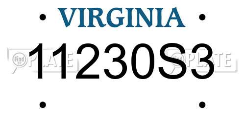11230S3 Virginia License Plate