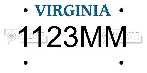 1123MM Virginia License Plate