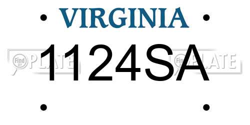 1124SA Virginia License Plate