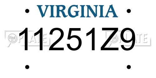 11251Z9 Virginia License Plate