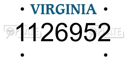 1126952 Virginia License Plate