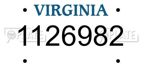 1126982 Virginia License Plate