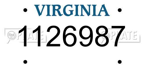 1126987 Virginia License Plate