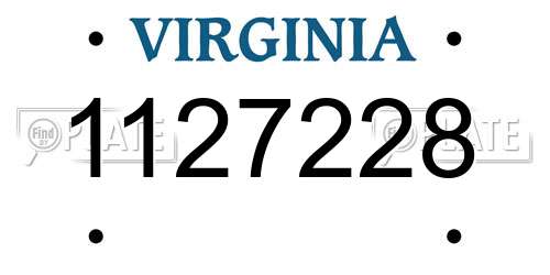 1127228 Virginia License Plate