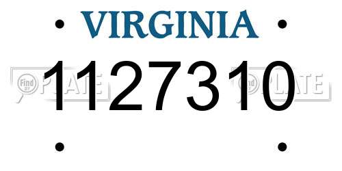 1127310 Virginia License Plate