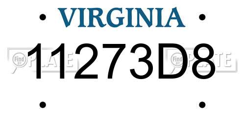 11273D8 Virginia License Plate