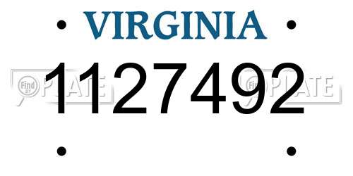 1127492 Virginia License Plate