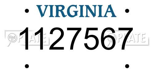 1127567 Virginia License Plate
