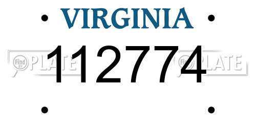 112774 Virginia License Plate