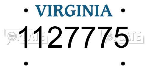 1127775 Virginia License Plate