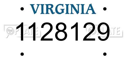 1128129 Virginia License Plate