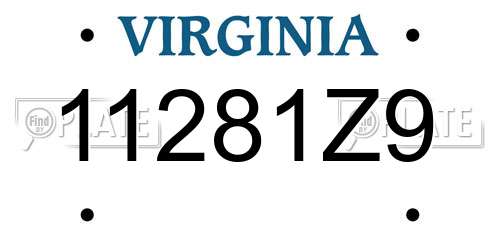 11281Z9 Virginia License Plate