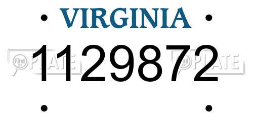 1129872 Virginia License Plate
