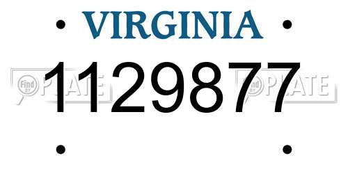 1129877 Virginia License Plate