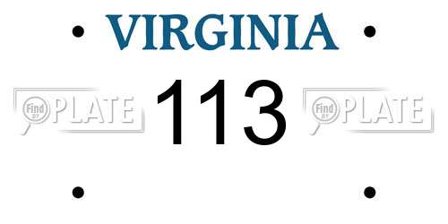 113 Virginia License Plate