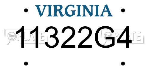 11322G4 Virginia License Plate