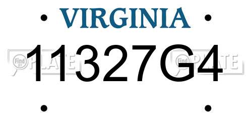 11327G4 Virginia License Plate