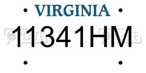 11341HM Virginia License Plate