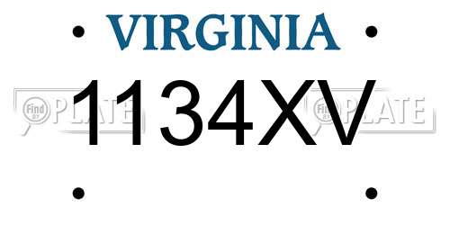 1134XV Virginia License Plate