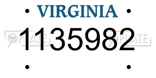 1135982 Virginia License Plate