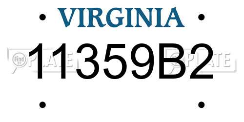 11359B2 Virginia License Plate