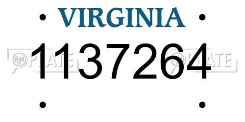 1137264 Virginia License Plate