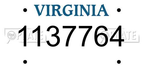 1137764 Virginia License Plate