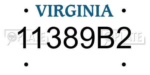11389B2 Virginia License Plate