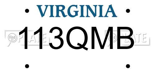 113QMB Virginia License Plate
