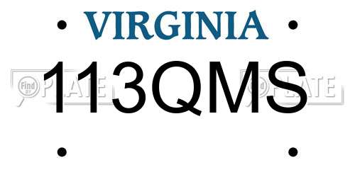 113QMS Virginia License Plate
