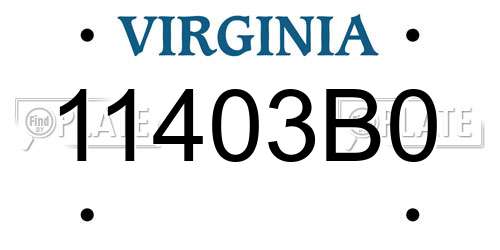 11403B0 Virginia License Plate