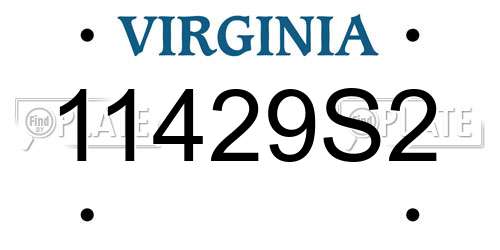 11429S2 Virginia License Plate