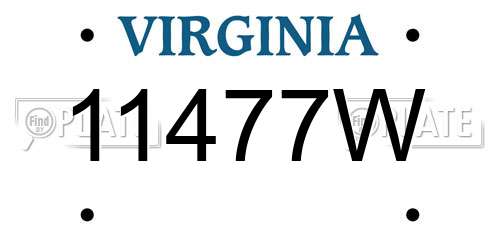 11477W Virginia License Plate