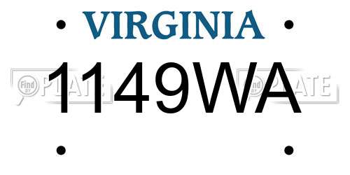 1149WA Virginia License Plate