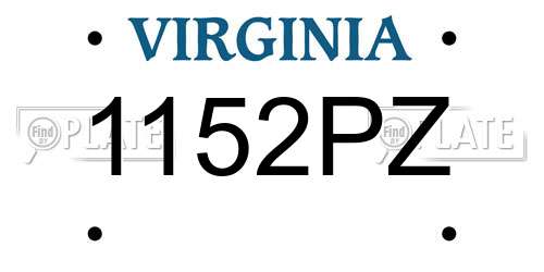 1152PZ Virginia License Plate