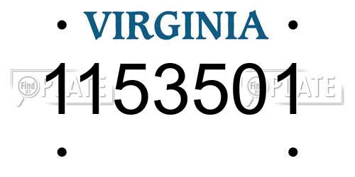 1153501 Virginia License Plate