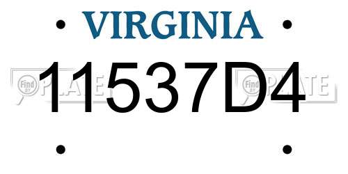 11537D4 Virginia License Plate