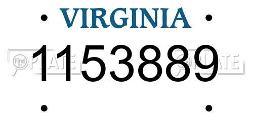 1153889 Virginia License Plate